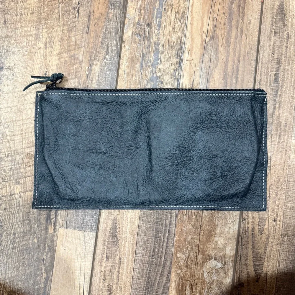 Holy Cow Couture Steer‎ Clear Pouch Western Makeup Bag Gray Black Zipper